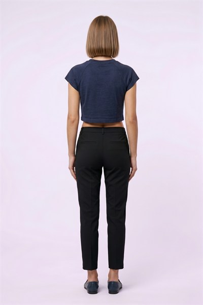 Kadın Basic Kısa Kollu Crop M4283 Lacivert