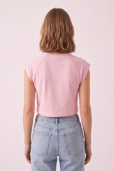 Kadın Basic Kısa Kollu Crop M4283 Pembe