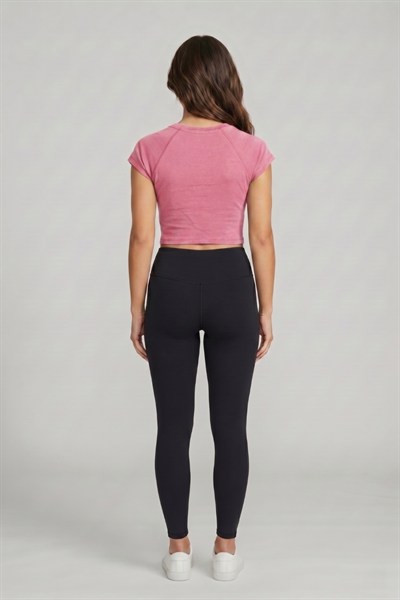 Kadın Basic Kısa Kollu Crop M4283 Pembe