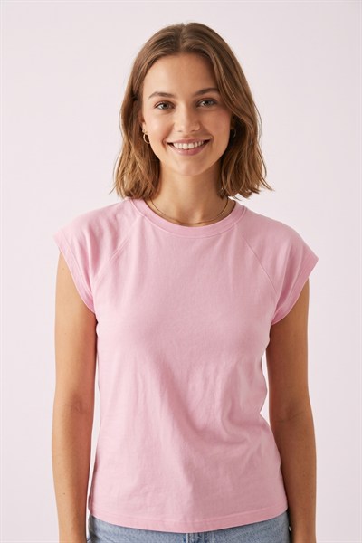 Kadın Basic Kısa Kollu Crop M4283 Pembe