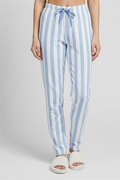Kadın Çizgili Pijama Altı M4536K26 Mavi