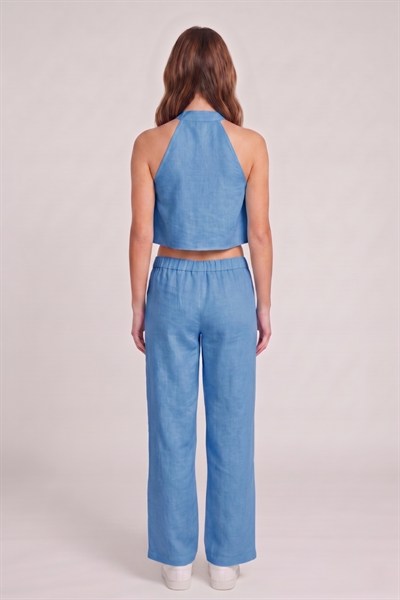 Kadın Crop Bluz Pantolon Takım M2774 Mavi