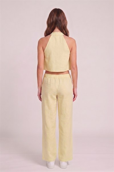 Kadın Crop Bluz Pantolon Takım M2774 Sarı