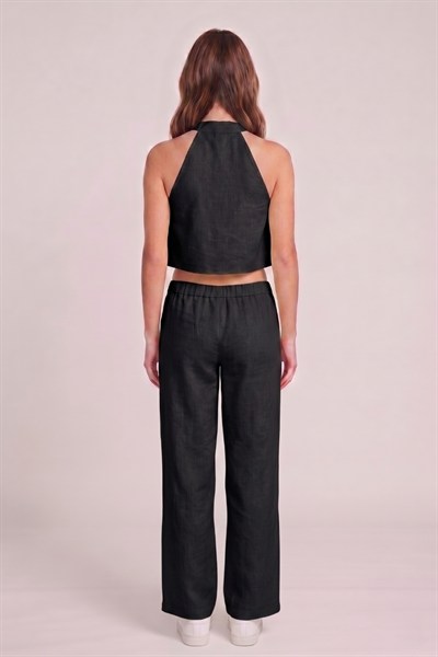 Kadın Crop Bluz Pantolon Takım M2774 Siyah