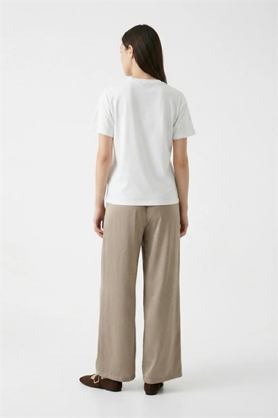 Kadın Espresso Baskılı Basic T-Shirt M1783 Beyaz