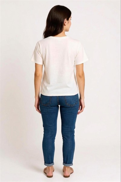 Kadın Le Pouvoir des Fleurs Baskılı Pamuklu T-Shirt M0180223 Pembe
