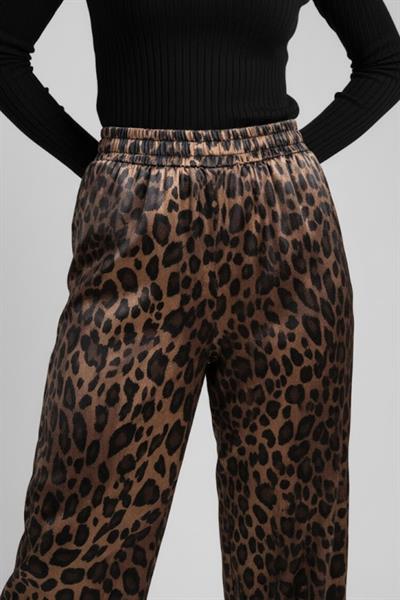 Kadın Leopar Desenli Saten Pantolon M1611 Leopar