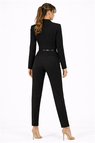 Kadın Midi Boy Kruvaze Blazer Ceket M4490 Siyah