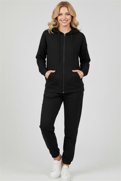 Kadın Paça Lastikli Eşofman Takımı M2355 Siyah