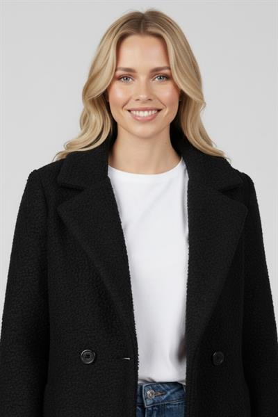 Kadın Siyah Buklet Kaban M3430 Siyah