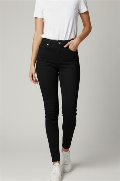 Kadın Siyah Dar Paça Yüksek Bel Pantolon M705 Siyah