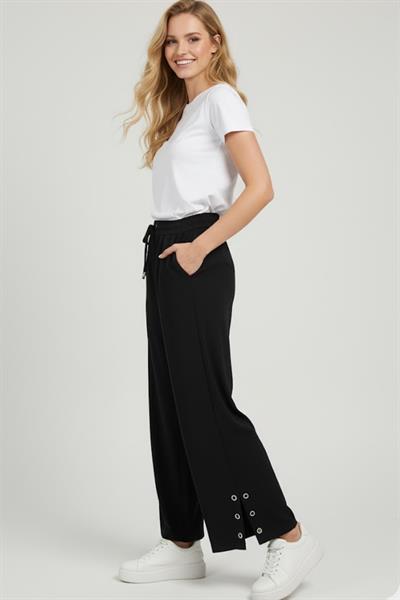 Kadın Siyah Geniş Paça Pantolon M1007 Siyah