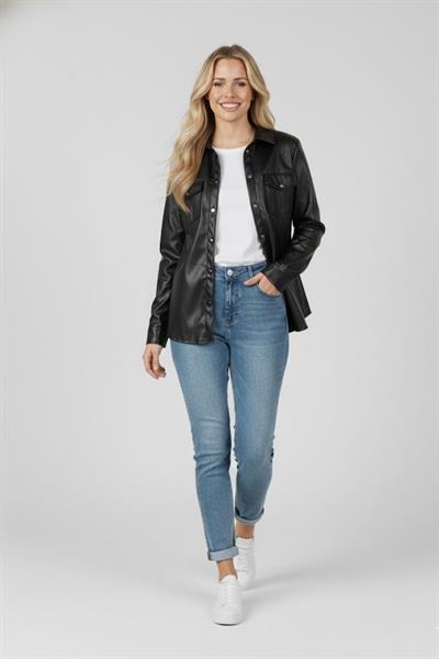 Kadın Siyah Suni Deri Gömlek M7834 Siyah