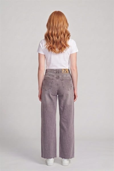 Kadın Yüksek Bel Kahverengi Straight Jean Pantolon M5236-3 Kahve