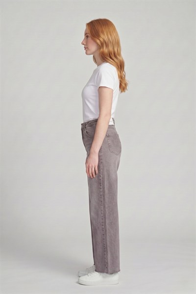 Kadın Yüksek Bel Kahverengi Straight Jean Pantolon M5236-3 Kahve