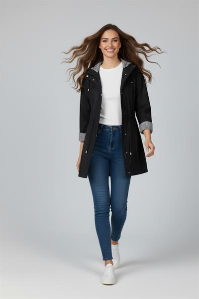 Kapüşonlu Trenç M4452 Siyah