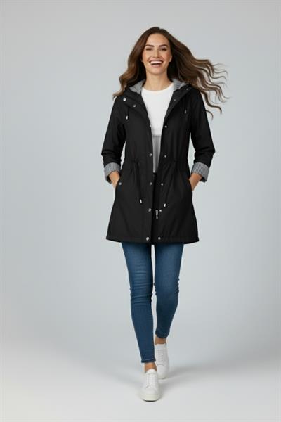 Kapüşonlu Trenç M4452 Siyah