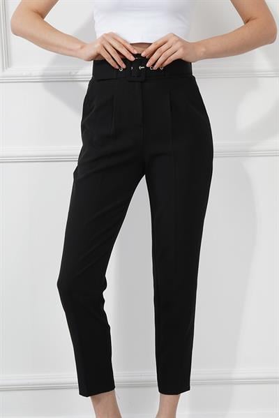 Kemerli Double Paça Kumaş Pantolon M1533 Siyah