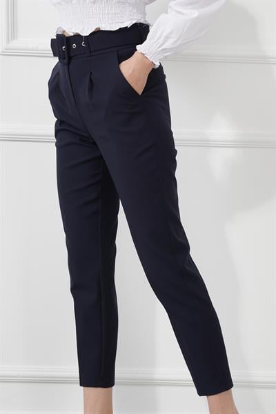 Kemerli Double Paça Kumaş Pantolon M1533 Lacivert