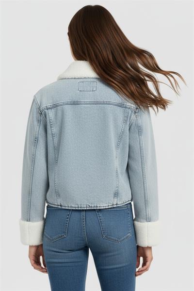 Kürklü Denim Mont M4712 Kar Yıkama