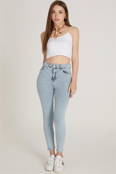Yüksek Bel Skinny Pantolon M1213 Kar Yıkama
