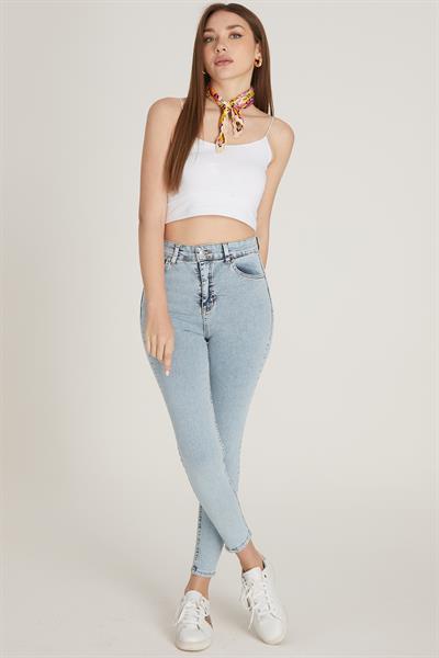 Yüksek Bel Skinny Pantolon M1213 Kar Yıkama