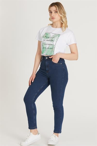 Yüksek Bel Skinny Pantolon M1213 Koyu Mavi