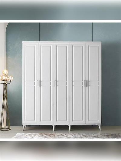 5 kapaklı komple beyaz mdf fardırop Macera Mobilya Kapaklı Dolap Modern 5 Kapaklı Komple Beyaz MDF Gardırop Genç Odası ve Yatak odası dolabı