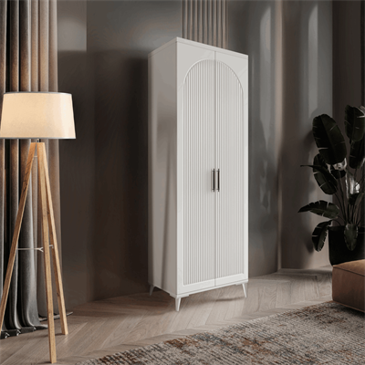  Macera Mobilya Kapaklı Dolap Oslo 2 Kapaklı Komple Mdf Beyaz Gardırop Genç Odası Dolabı 