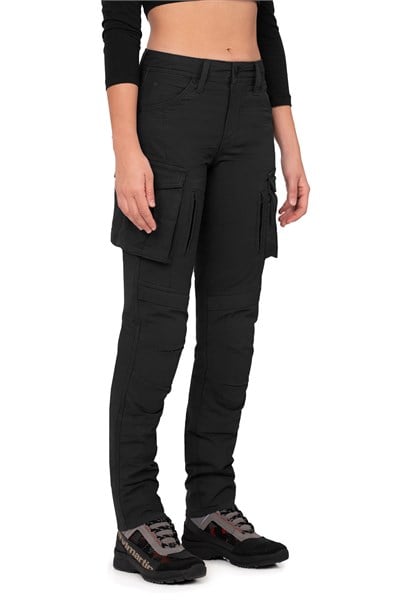 TheBikerJeansTruva Cargo Black Korumalı Motosiklet Pantolonu Kadın