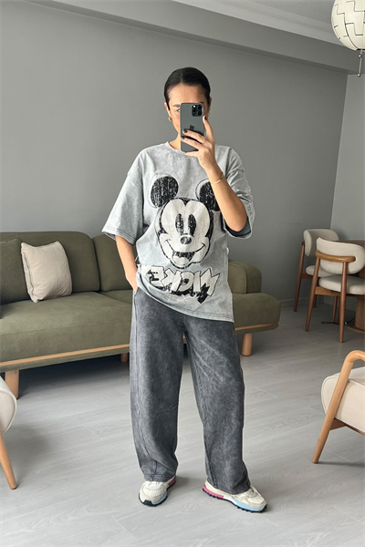 Mickey Baskılı Oversize T-shirt
