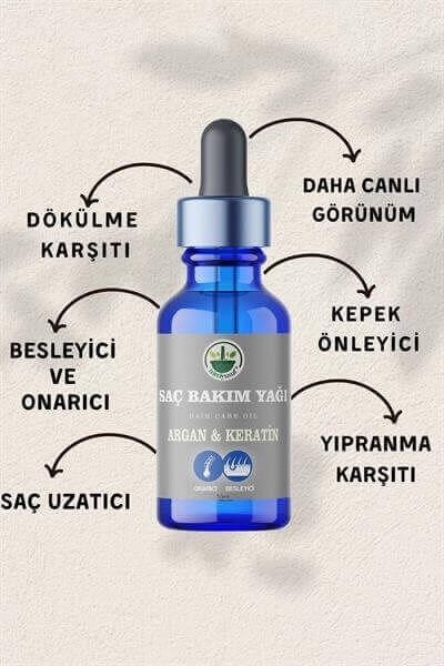 Argan & Keratin Bitkisel Saç Bakım Yağı 50 ml – Doğal Formül