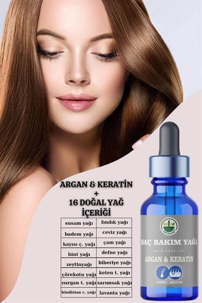Argan & Keratin Bitkisel Saç Bakım Yağı 50 ml – Doğal Formül