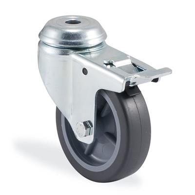 Kama / 1700 MTB 050 F18 / 50 mm Çaplı Delikli Moblen Kasnak Üzeri Termoelastik Kaplı Burçlu Frenli Döner Teker