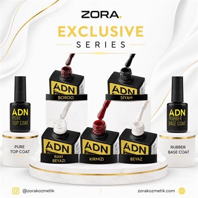 ADN Exclusive New Serıes 7'li Paket. 5 Ad Kalıcı Oje, 1 Ad Top Coat, 1 Ad Rubber Base Coat