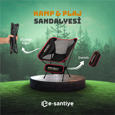 Praseat Pratik Çantalı Kırmızı Kamp Sandalyesi