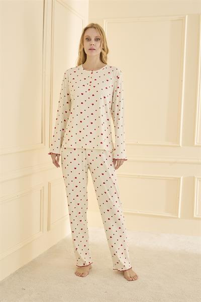 Kadın Bej Kaşkorse Pijama Takımı - 70809R
