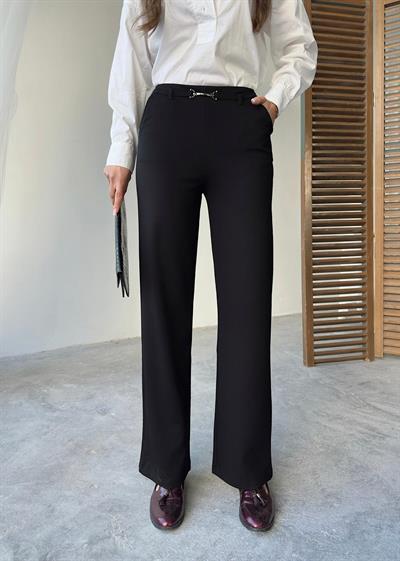 Kadın Siyah Tokalı Pantolon - 200R