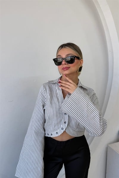 ÇİZGİLİ CROP GÖMLEK