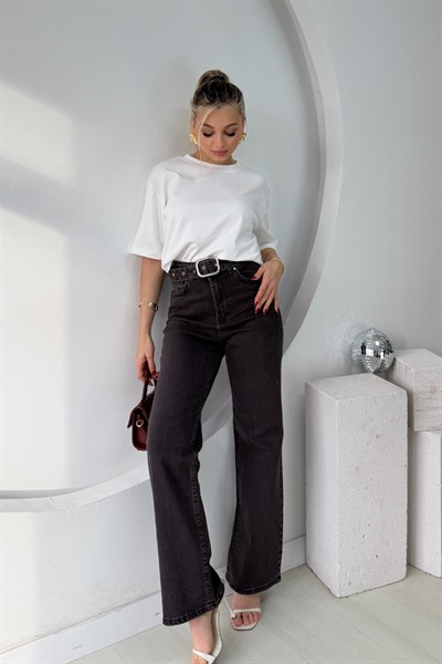 KAHVERENGİ KEMERLİ KOT PANTOLON