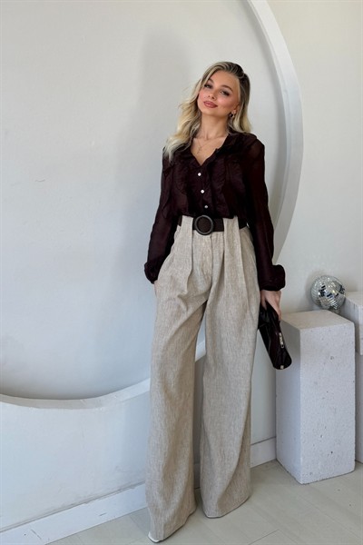 KEMERLİ KETEN PANTOLON