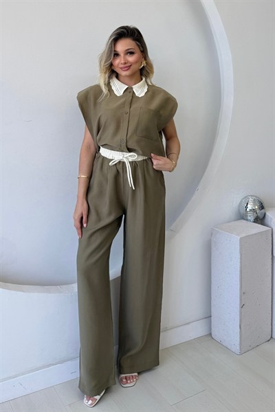 MARKA MODEL YAKA GARNİLİ HAKİ TAKIM