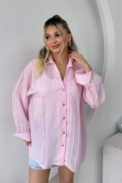 TRANSPARAN GÖMLEK PEMBE