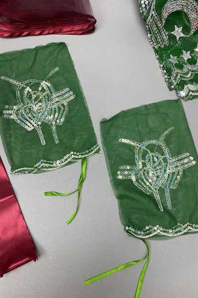 Biyeli Gelin Duvağı Damat Örtüsü ve Takı Kurdele Seti