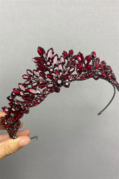 Bordo Berlin Model Gelin Kına Tac ve Küpesi