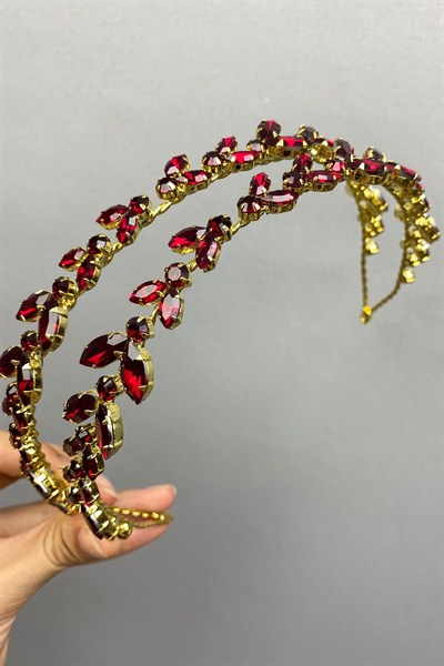 Bordo Gold Alfa Kına Gelin Tacı