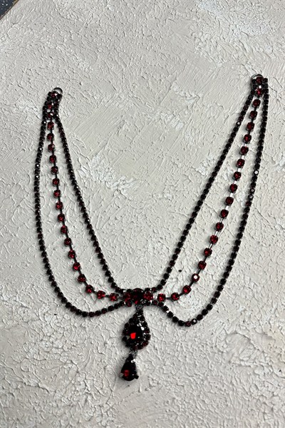 Bordo İnce  Alınlık Saç Aksesuarı Gelin Kına Tacı