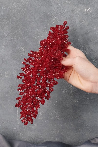 Bordo Nilsu Boncuklu Gelin Tacı ve Türban Aksesuarı