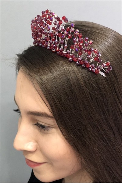 Bordo Prenses Model Gelin Tacı