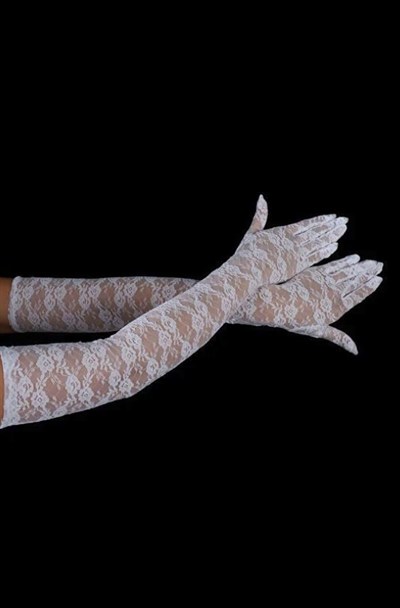 Dirsek Boyu Zarif Dantelli Uzun 62 cm Abiye Nişan Eldiveni Kına Düğün Nikah